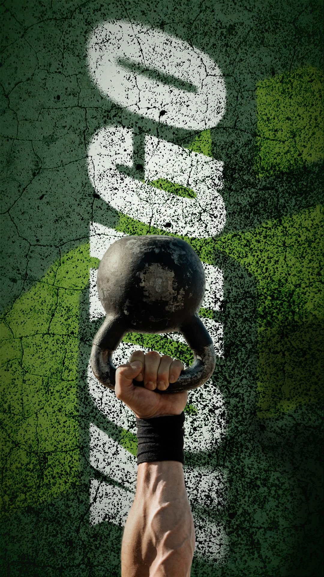 Capa de reels: um braço ergue o kettlebell sobre o nome KONGO pintado na vertical