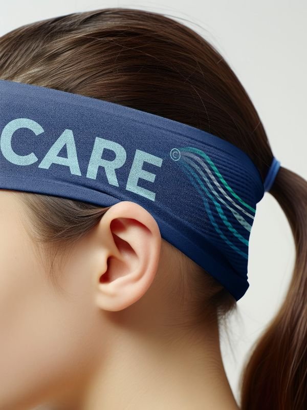 Faixa de cabeça esportiva com a marca Fisiocare